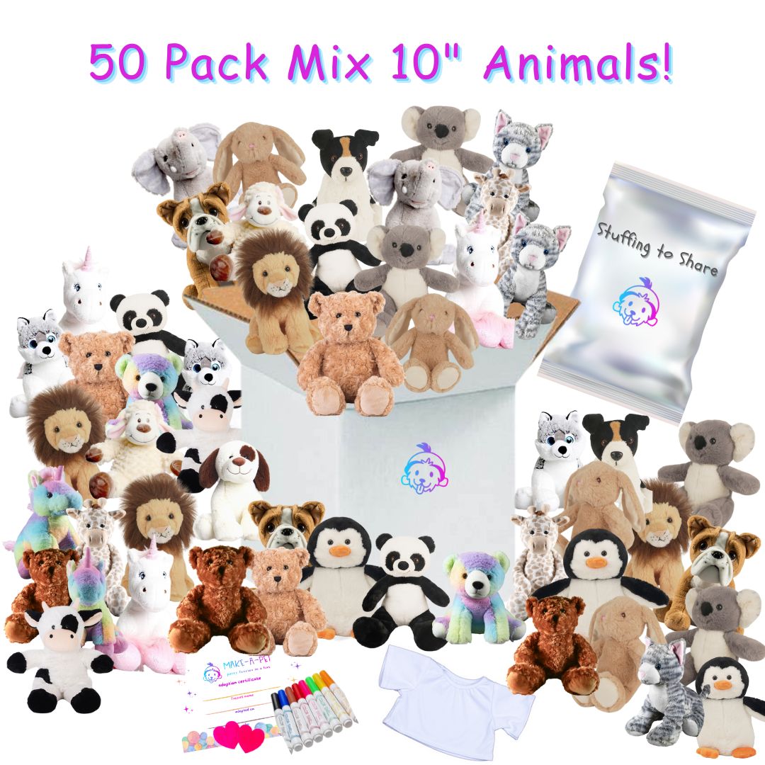 Stuffable Plush Animals Kit - 50 Pack