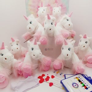 Unicorn Theme Party Kit - 10" Stuffable Plush Unicorns - 10 Pack