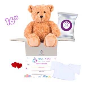 16” Unstuffed Classic Teddy Bear with White T-shirt