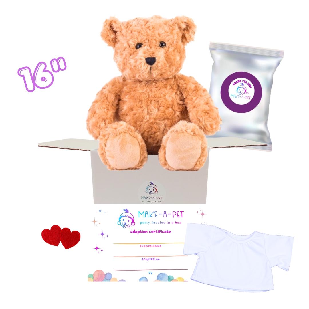 16” Unstuffed Classic Teddy Bear with White T-shirt
