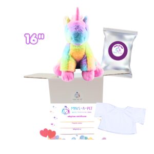 16” Unstuffed Colorful Unicorn with White T-shirt